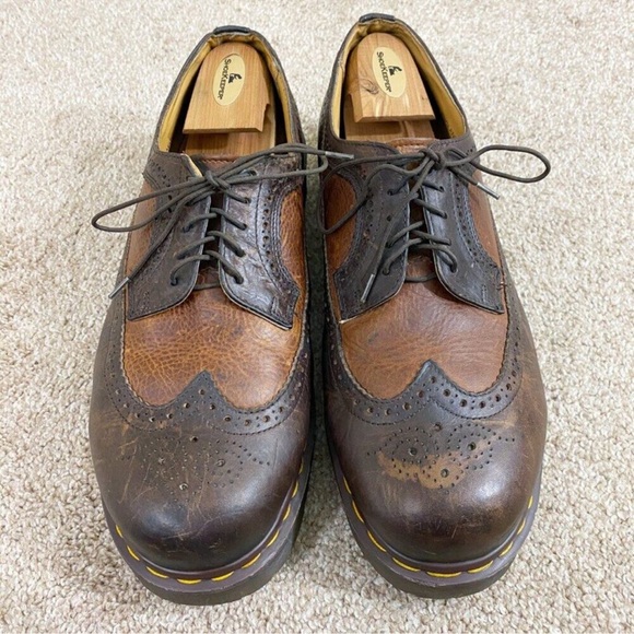 Vintage Dr. Martens Brown Leather Brogue Oxfords w Chunky Soles Lace Up Sz UK 12 - Picture 3 of 9